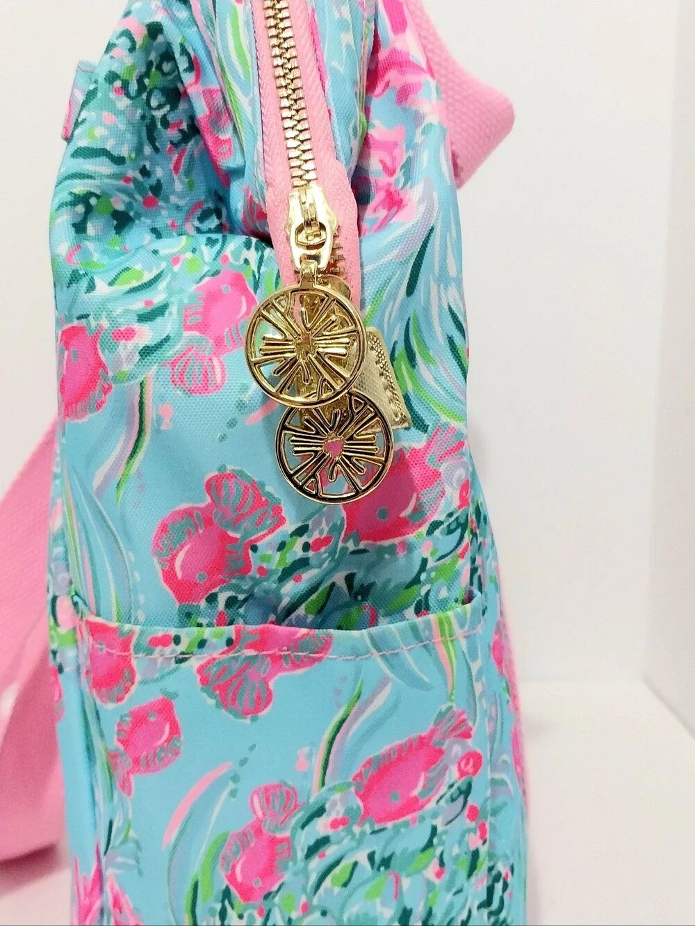 Floral Convertible Backpack Tote - Pink & Aqua by